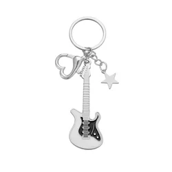 Y2K Love Heart Keychain with Star Pendant - Trendy Rock Punk Vintage Accessory Gift (WHITE)