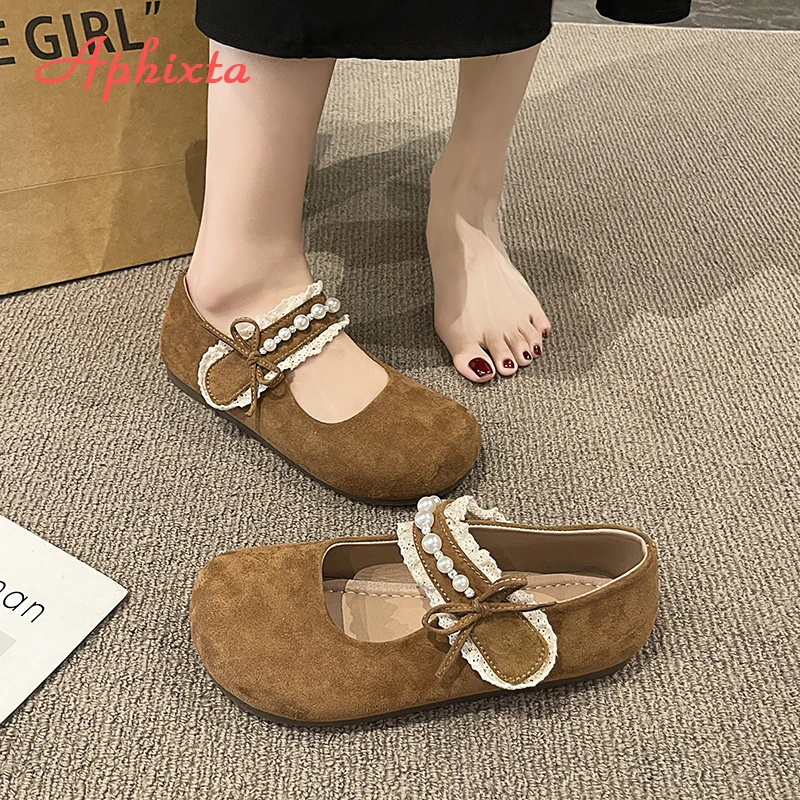 Aphixta Flat with Women Loafers Pearls Lace Flats Pink Loafers Soft Sole Shoes for Women Women Work Shoes Comfortable for Work