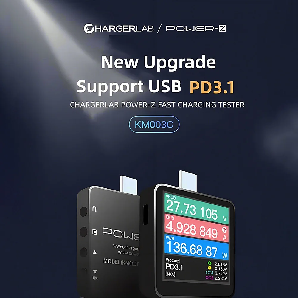 ChargerLAB POWER-Z KM003C USB 테스터 240W PD3.1 240W 타입-C 충전 테스터 전압 전류 전력 측정기 (휴대폰/노트북용)