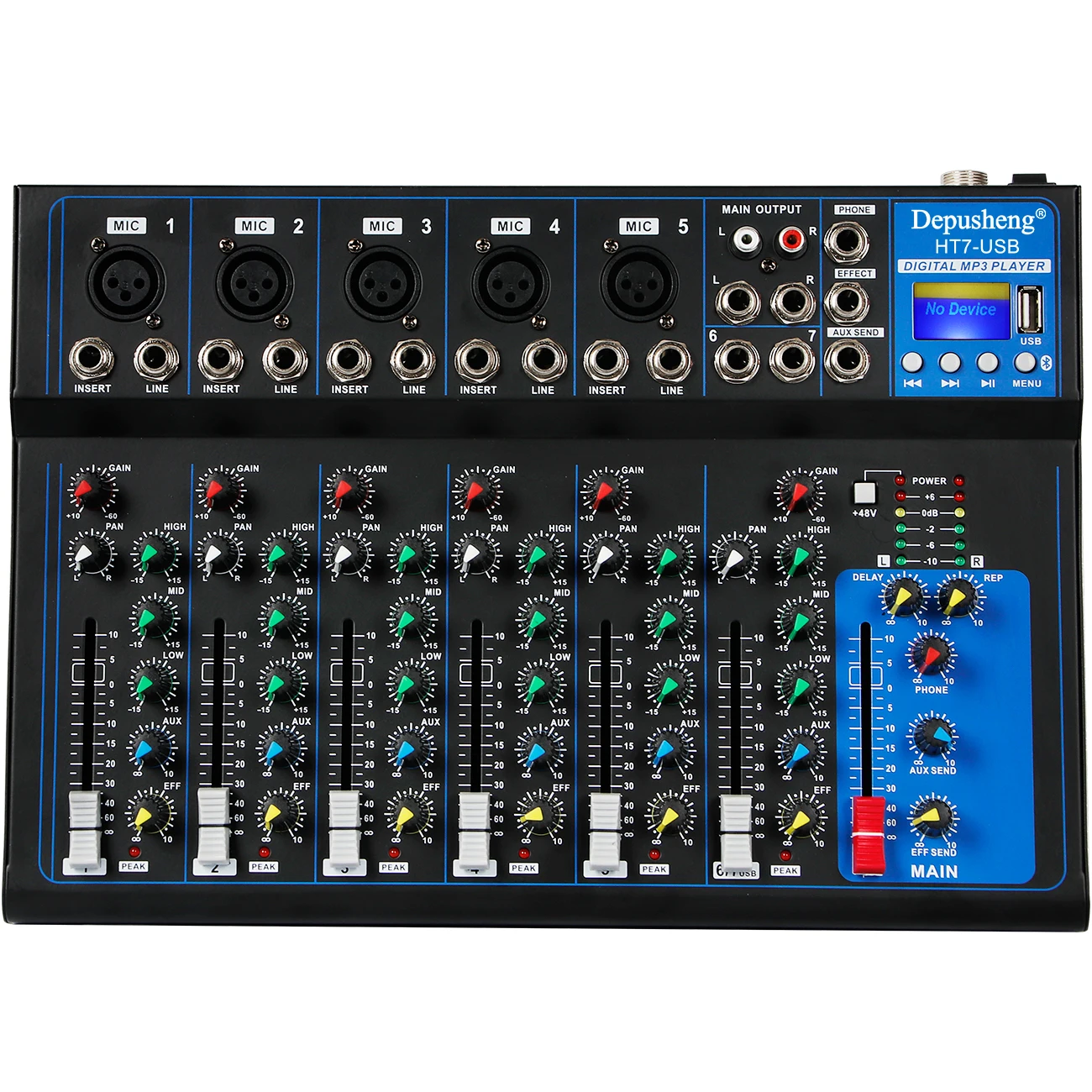 Depusheng Mixer Audio 4 Canali Con Bluetooth - Console DJ Portatile Per Registrazione | USB | Effetto Riverbero | PC E Live - Foto 7