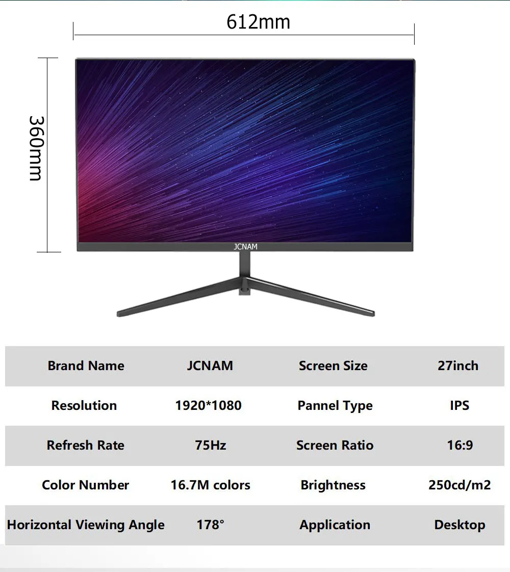 Jcname-27 ġ HDMI ȣȯ 75Hz  ̸ 1920*1080p HD PC ÷, IPS ũž ǻ ȭ