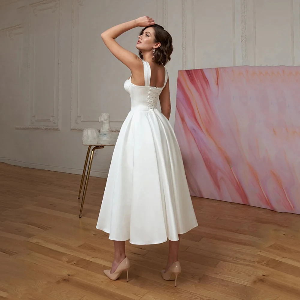 Plus Size Sweetheart Vestidos De Novia Short Wedding Dress Modern Satin Vestido De Noiva Customized 2