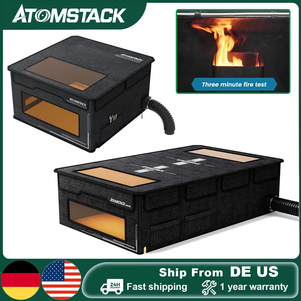 

ATOMSTACK FB2/FB2 PLUS Laser Enclosure Box Foldable Dust-Proof Fireproof Flame Retardant Smoke Exhaust Case For Laser Engraver