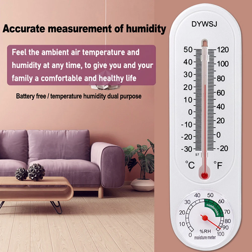 Garage Office Indoor Wall-mounted Greenhouse Hygrometer Breeding Thermometer