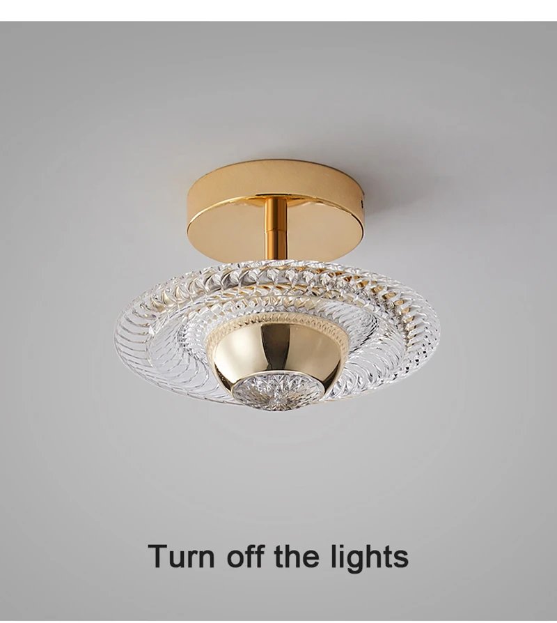 Name: Ceiling LightsLight color:cold light (above 6500k), natural light (4000-6000k), warm light (2200-3500k), 3 light colors (the lamp contains 3 light colors of LED lamp beads, which can be switched between white light, warm light, natural light, etc. light color).Shade/Case Color: Transparent lampshade/gold bodyMaterial:Iron+AcrylicSize: Diameter 20cm, Height 16cmInput voltage: 110V-220VWorking power: 10WUsable area: 3-5 square meters • Colma.do™ • 2023 •
