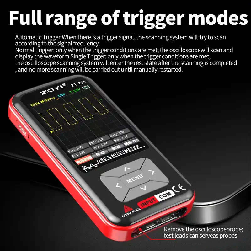 ZOYI ZT701 2in1 Digital Oscilloscope Multimeter 5MHz Bandwidth 48MSa/s Rate PC Waveform Data Storage Portable Signal Generator digital oscilloscope signal generator