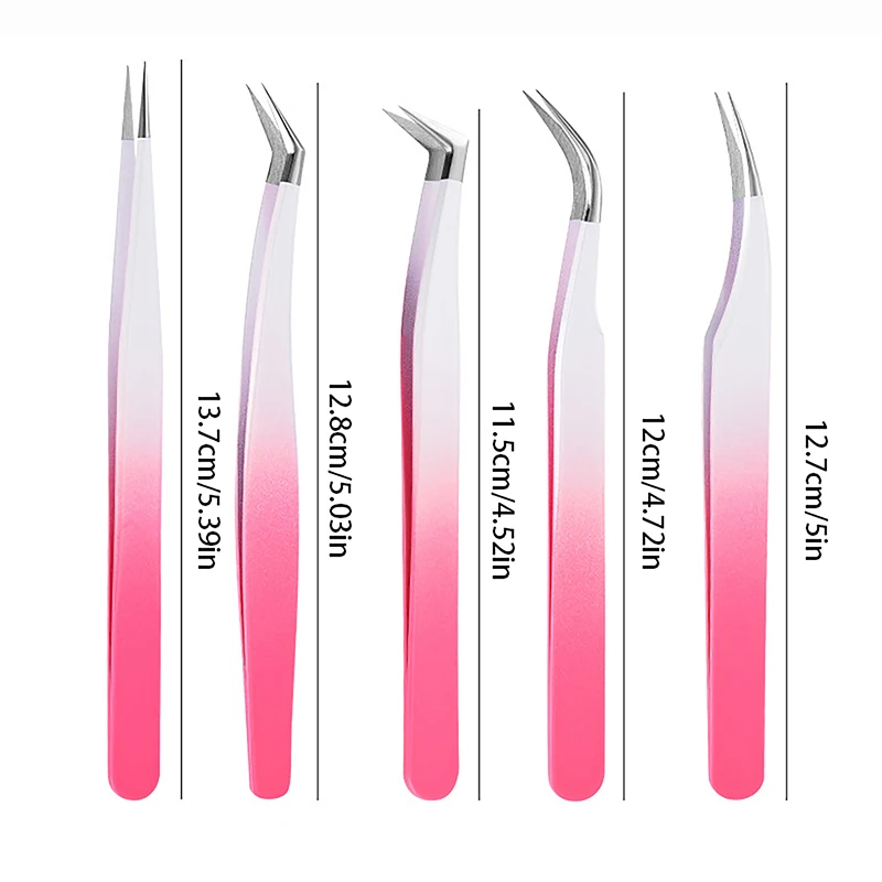 Eyelash Tweezers Extension Gradient Stainless Steel Superhard Tweezers With Fiber Tips High Precision Ant-Static Tweez eyelash tweezers