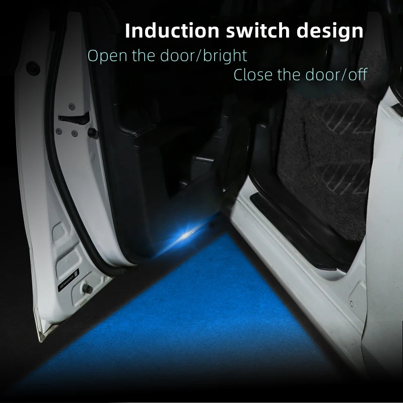2pcs Led Car Interior  Door Light USB Charging Wireless Magnetic LED Car Door Welcome Light Anti-collision Signal Lamp