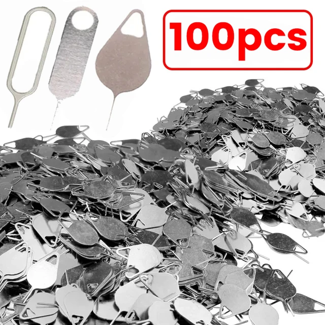 100/10Pcs Metal Eject Sim Card Tray Open Pin Needle Key Tool for Universal Phone for IPhone 14 13 SamSung Xiaomi Apple IPad 1