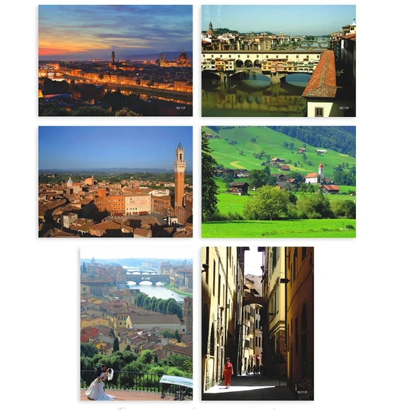 

6 Sheets/Set Firenze City Landscape Series Greeting Cards Birthday Gift Wish Postcards Invitation Blessing Message Lettercard
