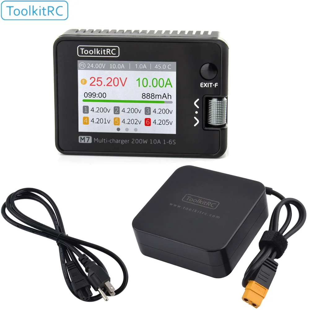 ToolkitRC M7 Caricabatterie bilanciato DC 200W per Batterie Lipo 1-6S