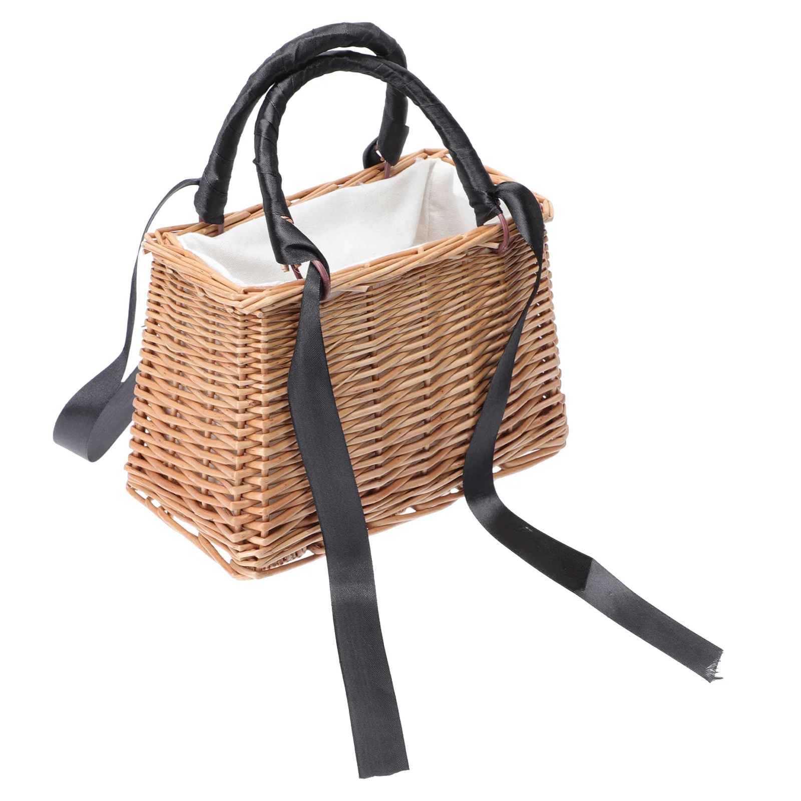 

Wicker Rattan Flower Basket Wicker Handbag Basket Purse Tote Candy Basket Wedding Flower Girl Baskets with Handle for Home