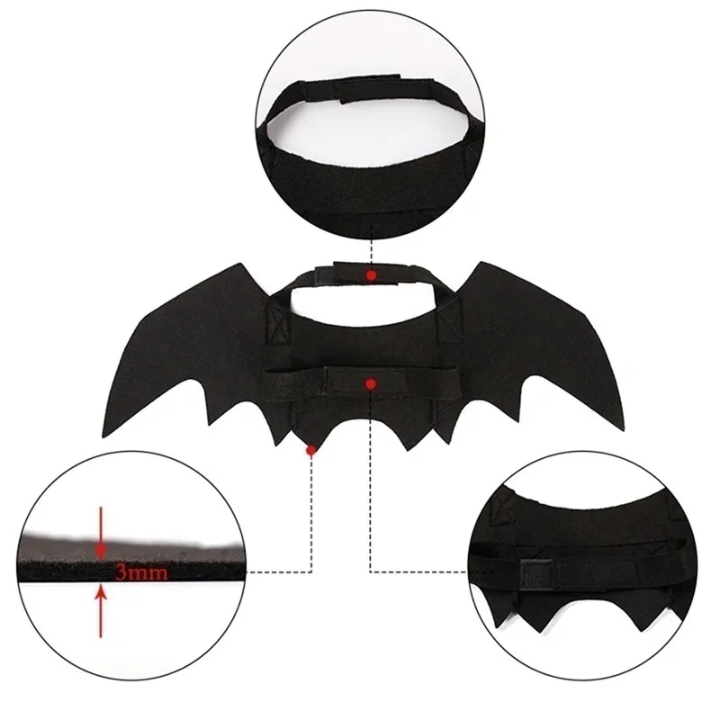1PcsHalloween Cute Pet Clothes Black Bat Wings Harness Costume Cosplay Cat Dog Halloween Party for Pet Supplies 6