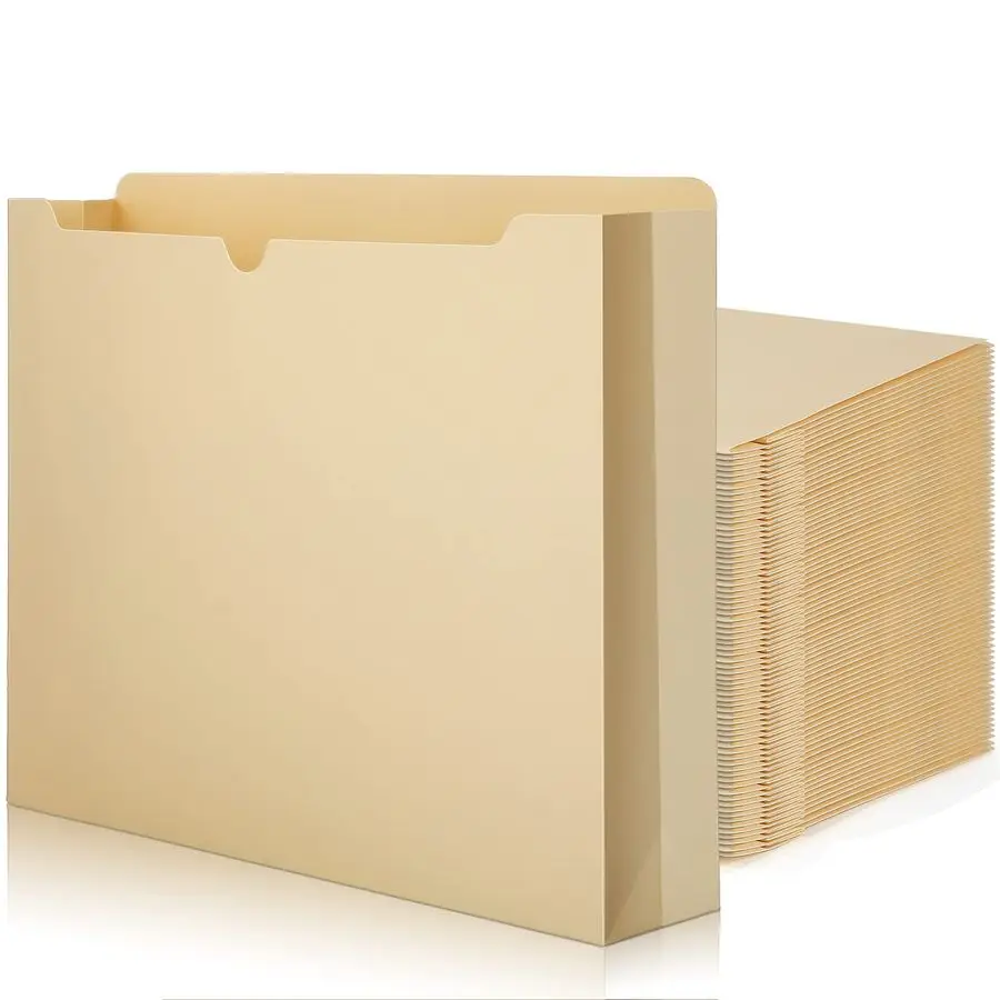 100 Pcs File Jackets Reinforced Straight Cut Tab Pocket Folders ...