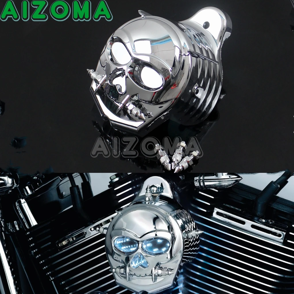 

Чехол для мотоцикла с гудком зомби для Harley Dyna Touring Sportster XL 883 1200, многоцветный светодиодный мигающий в наличии, защита для коровного гудка