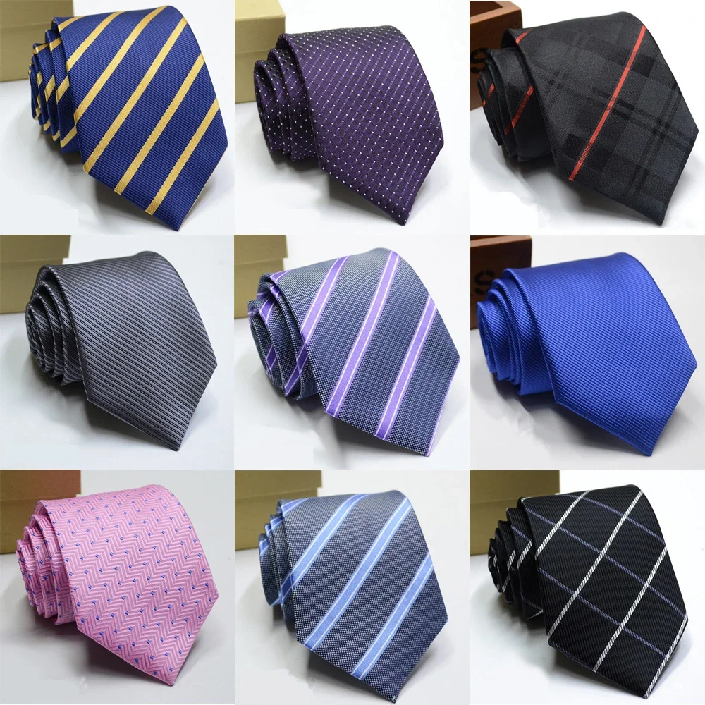 

Classic Men's Tie 8CM Neckties Solid Stripes Striped Dot Neck Ties Jacquard Woven For Wedding Party Business Mens Necktie