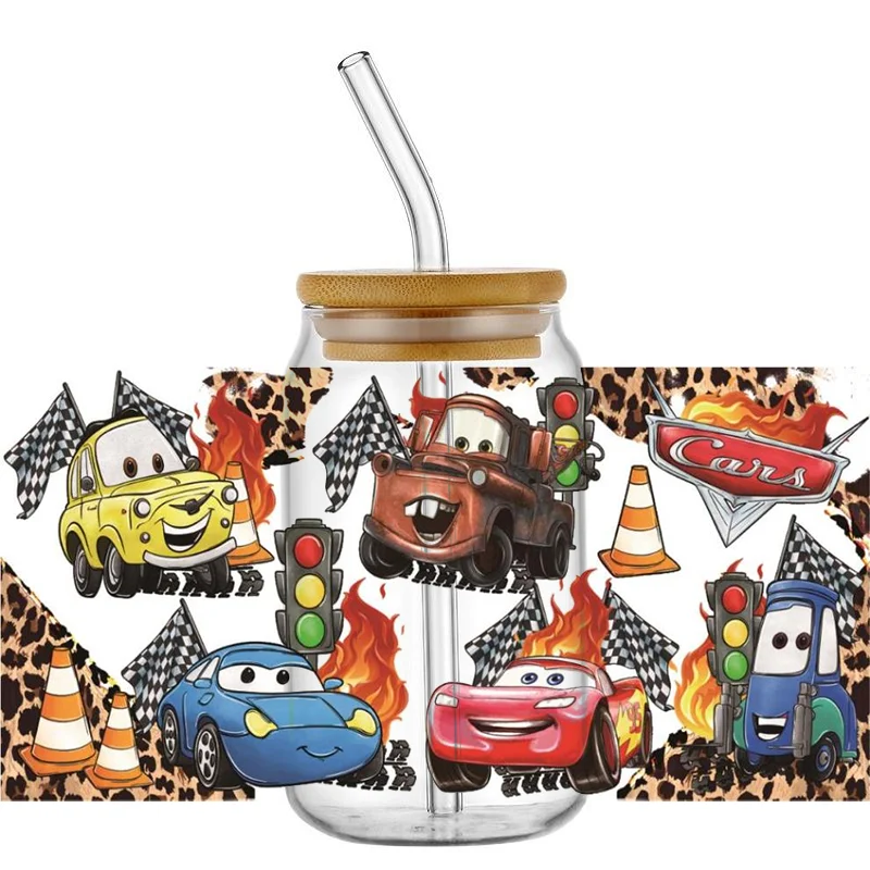 Miniso cartoon car 16oz DTF Sticker Cups UV Wrap Transfer Sticker Label DIY Selfadhesive Waterproof