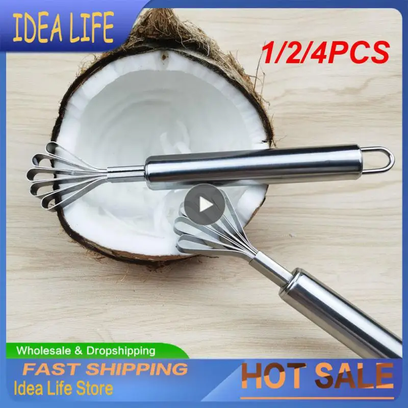 1/2/4PCS Stainless Steel Coconut Wire Meat Planer Multi-purpose Pendable Coconut Digging Tool 19.5x3.5cm Stainless Steel