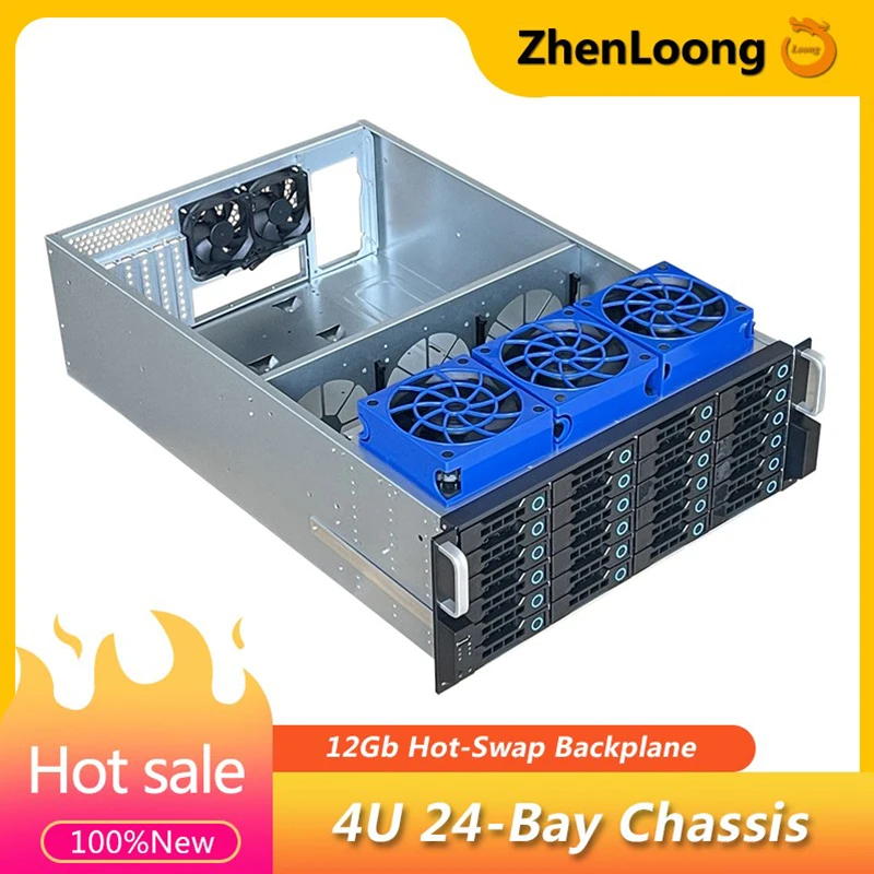 

ZhenLoong 4U 24 Bay Expander Server Case Hard Disk Hot-swap NAS Storage Chassis SAS SATA with 12G Backplane or Expansion Chip