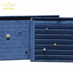 Dark Blue Velvet Ring Bracelet Holder Tray Necklace Earrings Pendant Storage Case Jewelry Display Tray 35*24Cm Large Size