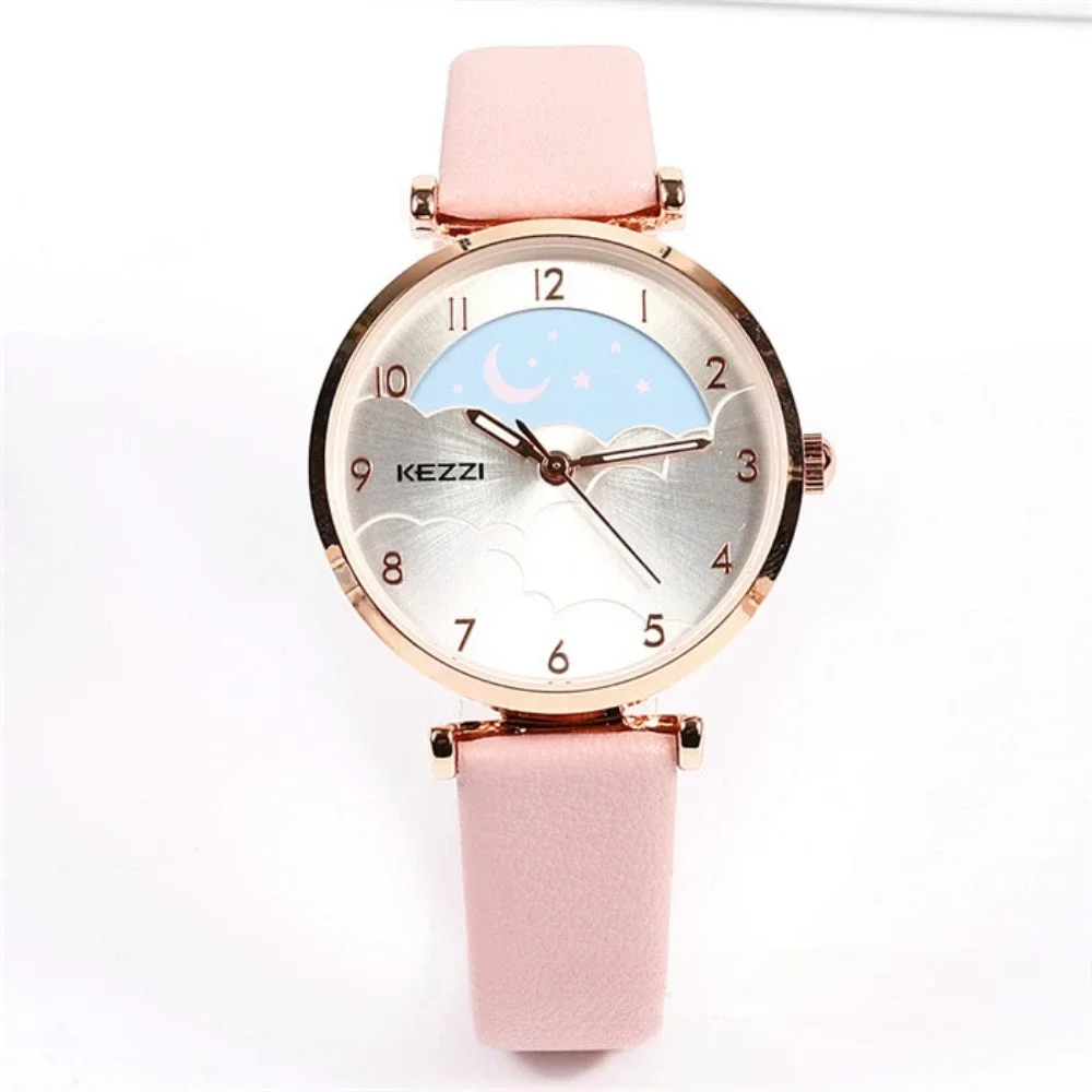 Women Watch Creative Sky Fashion Ladies Watch Star Moon Creative Dial Clock Leather Waterproof Belt Reloj Para Mujer Girls Gift