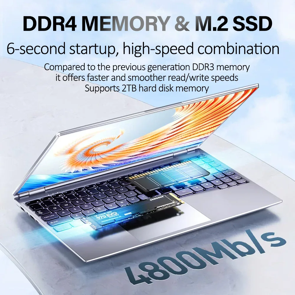 인텔 셀러론 3855U 게이밍 노트북 DDR4 8GB 램 512GB SSD IPS 지문 인식 0.5초 윈도우 11 애플맥 울트라슬림 오피스 노트북