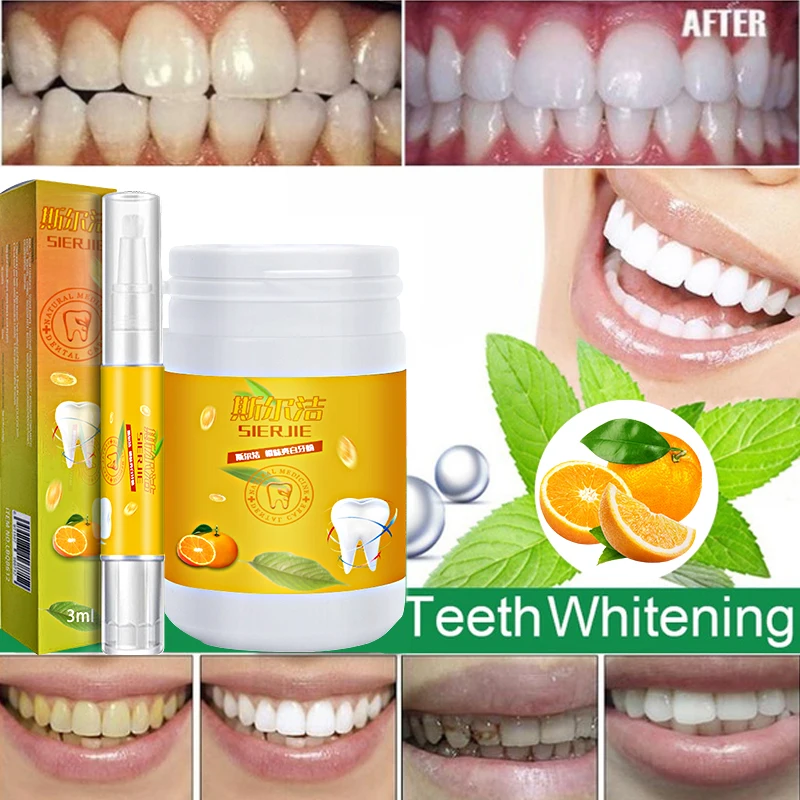 Whitening Tooth Powder + Whitening Tooth Pen Package Removing Tobacco Stains Tea Stains Fresh Breath Oral Hygiene Dental Care