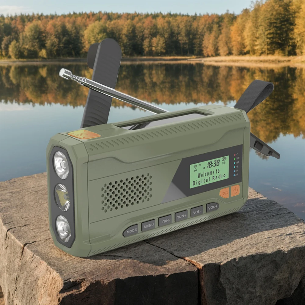 12000/5000/4500mAh DAB FM Bluetooth Radio Outdoor Emergency Radio Portable Solar Hand Crank Radio LED Flashlight Outdoor Camping