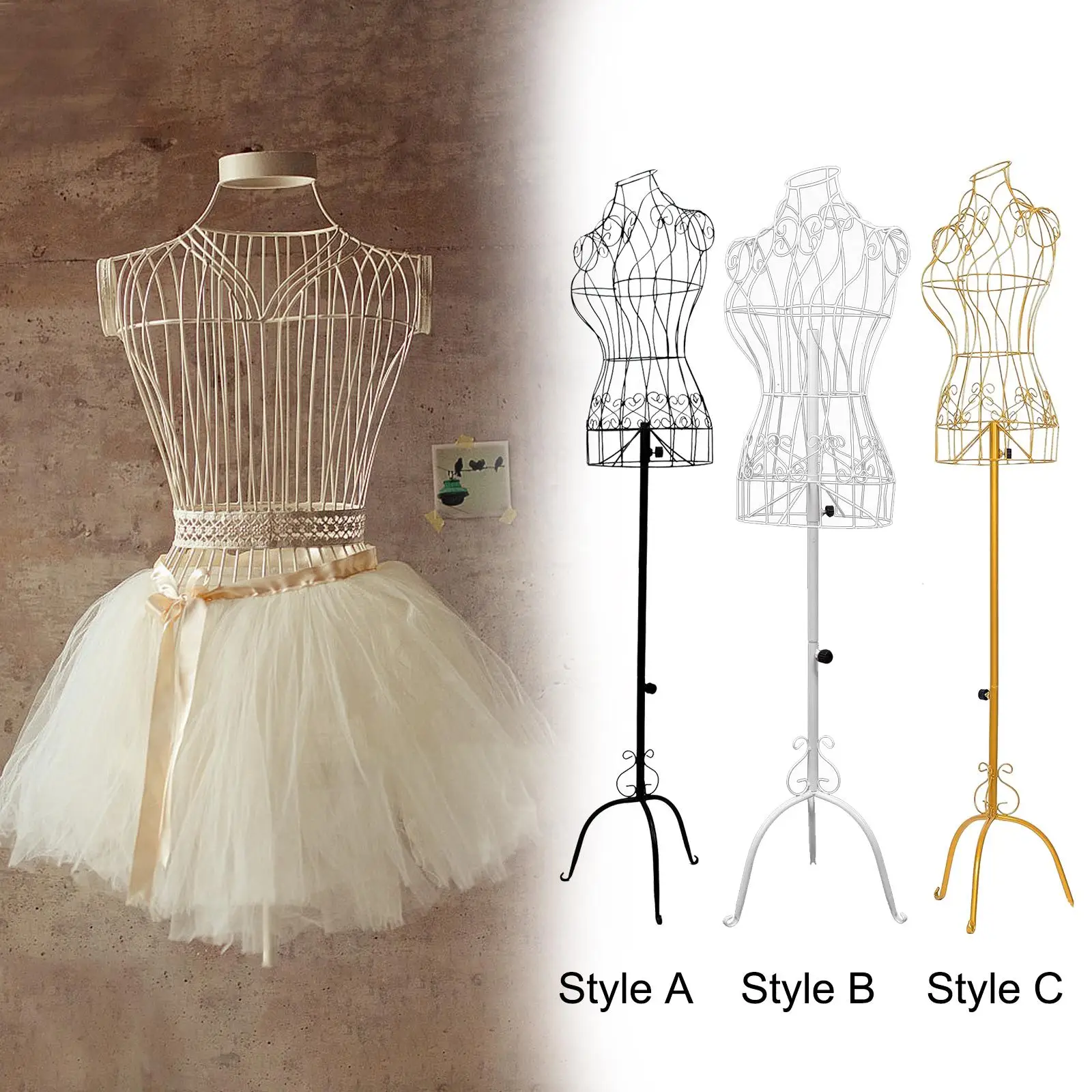 Female Mannequin Iron with Stable Base Adjustable Height Torso Body Dress Form for Tailor Dressmakers Shop Seamstress Display