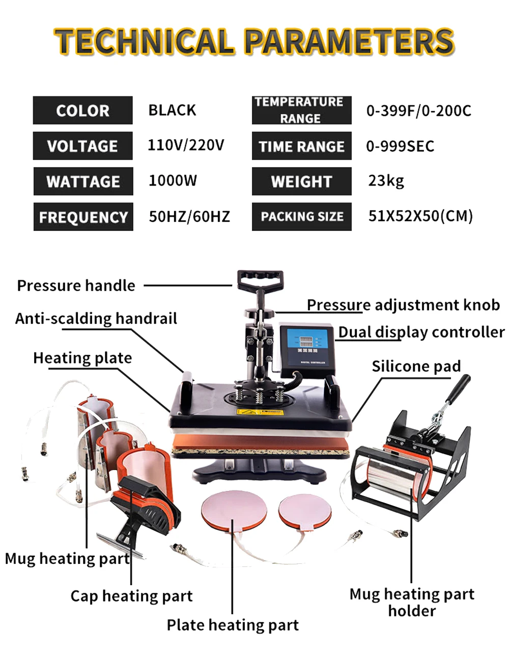 8 In 1 Heat Press Machine T shirt Heat Transfer Printer Muntifunctional Sublimation For Mug/Latte Mug/Hat/Plate/Bottle  29*38CM peripage printer