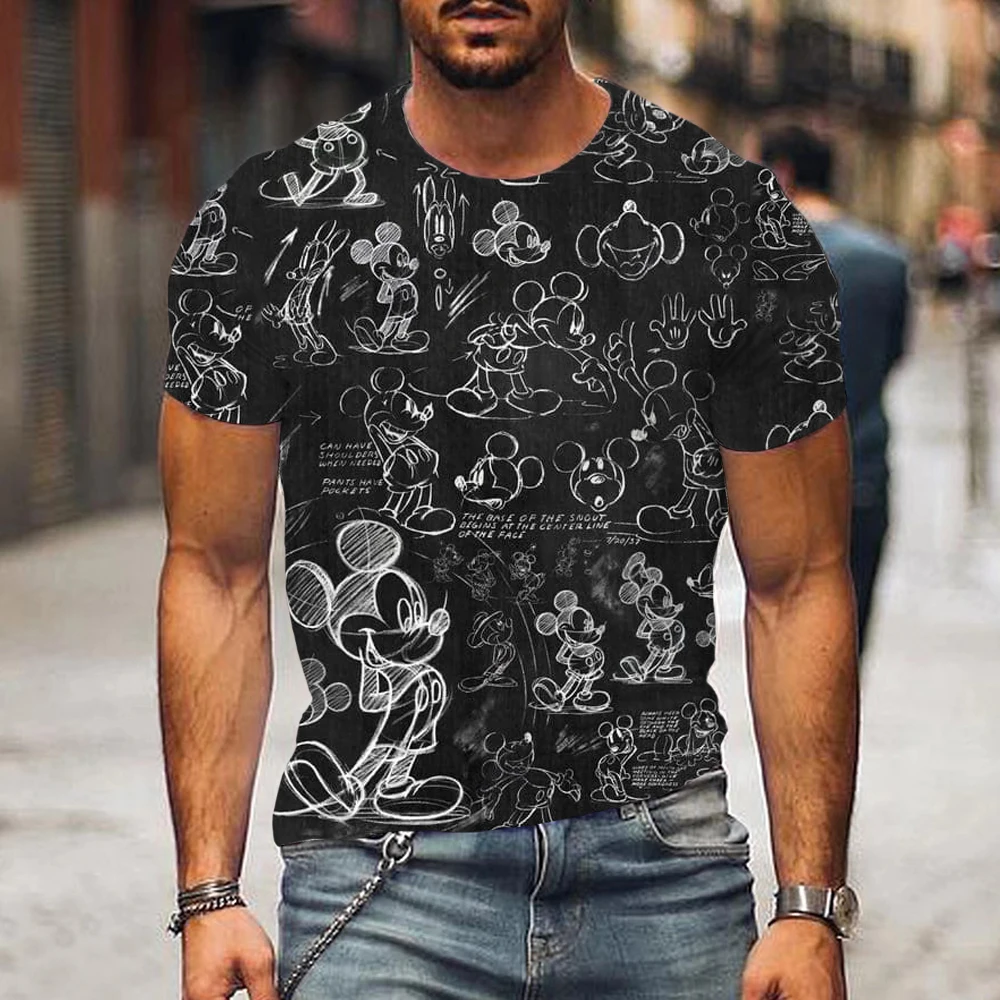 

Disney T-shirt Mickey Mouse Cartoon Animation 3D Print Street Clothing Men's Fashion T-shirt Children's Boys Street Style T-shir