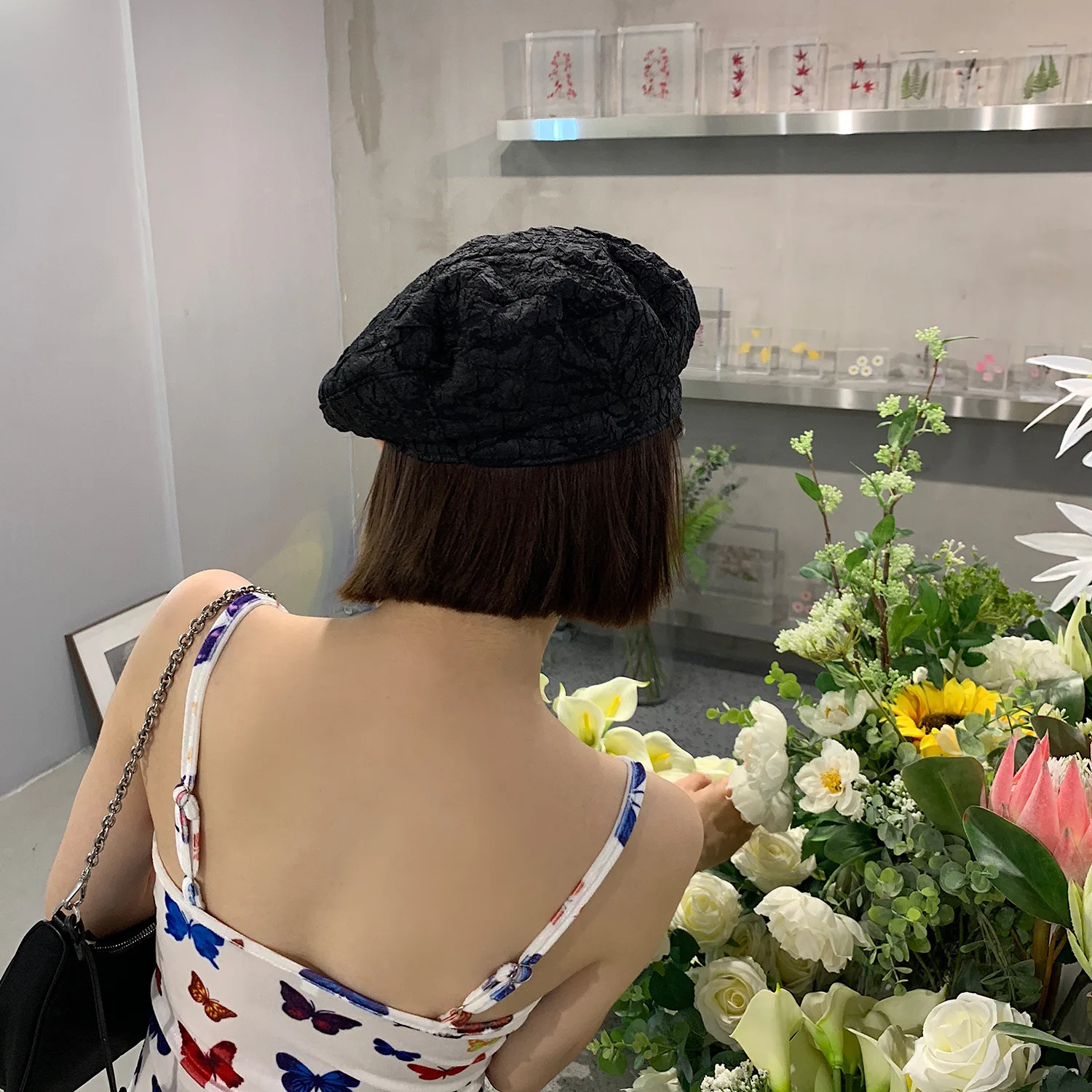 barrette hat mens French Summer Autumn Solid Color Pleated Lace Beret Female Cap Winter Autumn Spring Octagonal Hat Solid Top Quality Gift mens berets for sale Berets