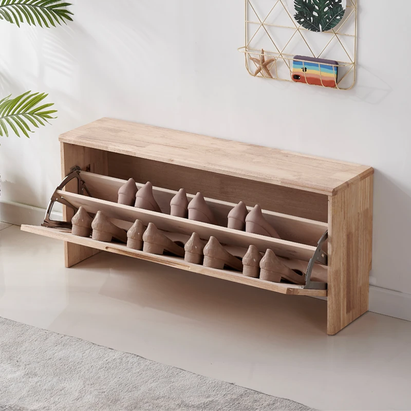 

Solid wood shoe changing stool can sit on the shoe cabinet home door sitting stool integrated sofa storage storage shoe stool