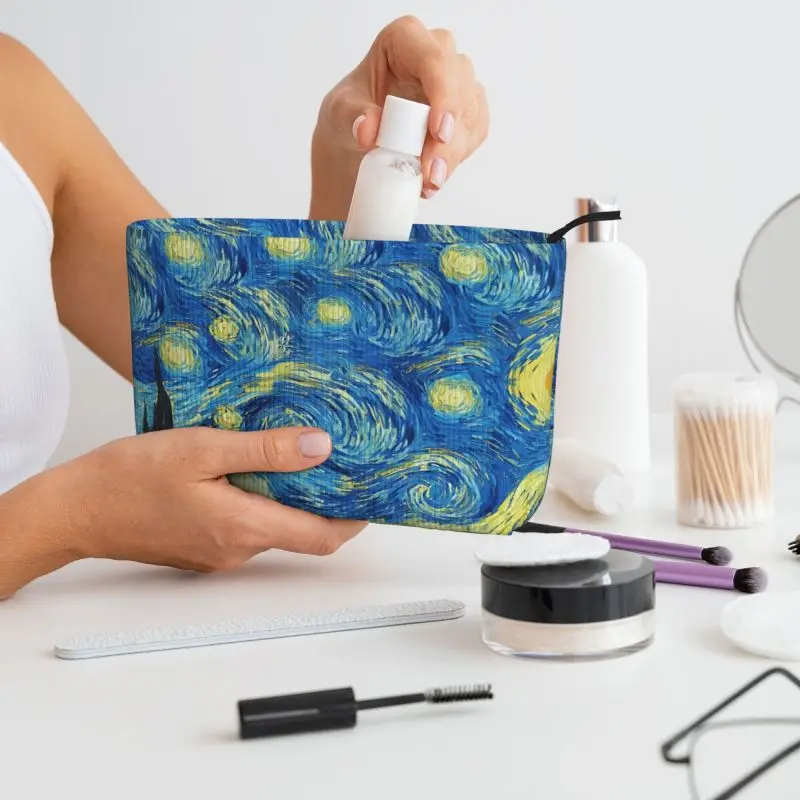 Van Gogh The Starry Night Art Toiletry Bag Women Reusable Portable Makeup Cosmetic Organizer Ladies Beauty Storage Dopp Kit Case 6