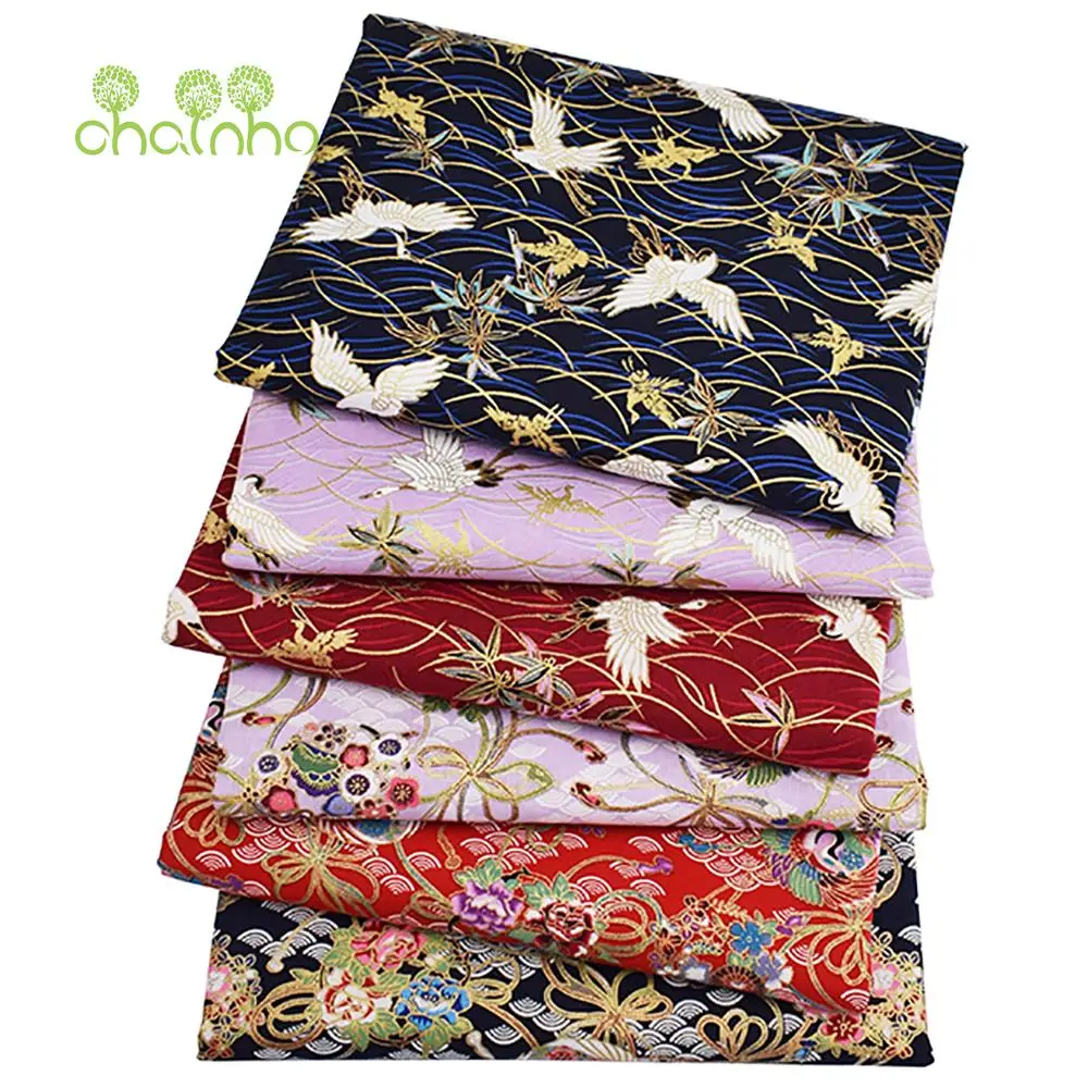 Chainho,Printed Plain Weave Cotton Fabric,DIY Quilting Sewing Material,Patchwork Cloth,6 Designs Series,20x25cm/piece,15CD28