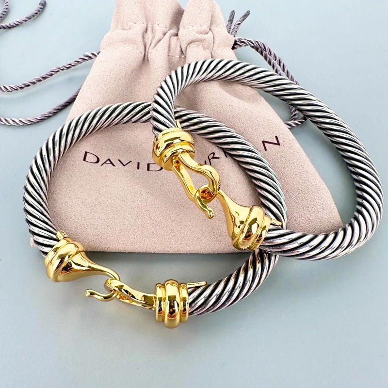 

High quality 925 sterling silver men's bracelet David Ullman cable classic Buckle bracelet 14K sterling silver free shipping