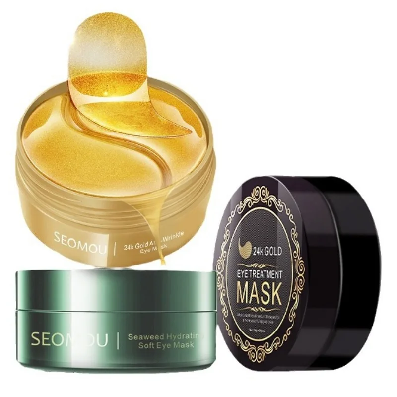24K Gold Collagen Seaweed Hyaluronic Acid Repair Eye Mask Moisturizing Firming Anti Dark Circle Anti-wrinkle Eyes Skin Care collagen eye mask eye mask patch
