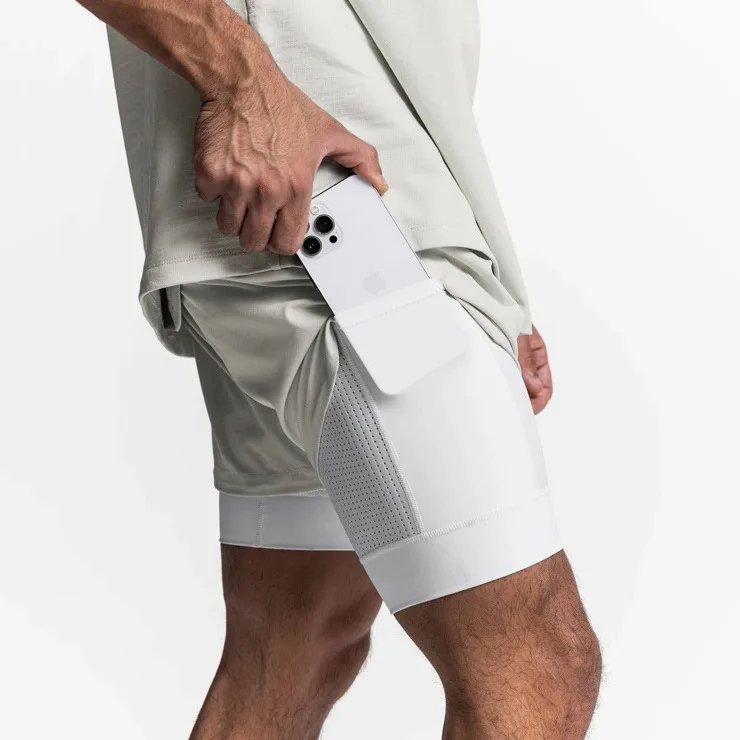 Men Shorts Slim Fit Legging Shorts 2 in 1 for Men Workout Jogger Short Pants Quick Dry