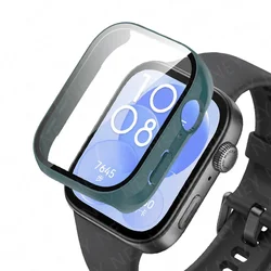 Matte Hard Protective Case with Tempered Glass Screen Protector - Full Coverage, Shockproof, and Anti - Scratch Design for huawei fit 3 (4 pine green)
