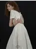 OLOEY Simple A Line Taffeta Wedding Dresses Korea Photoshoot Short Sleeves Bateau Neck Ankle Length Bridal Gowns Formal Party 4