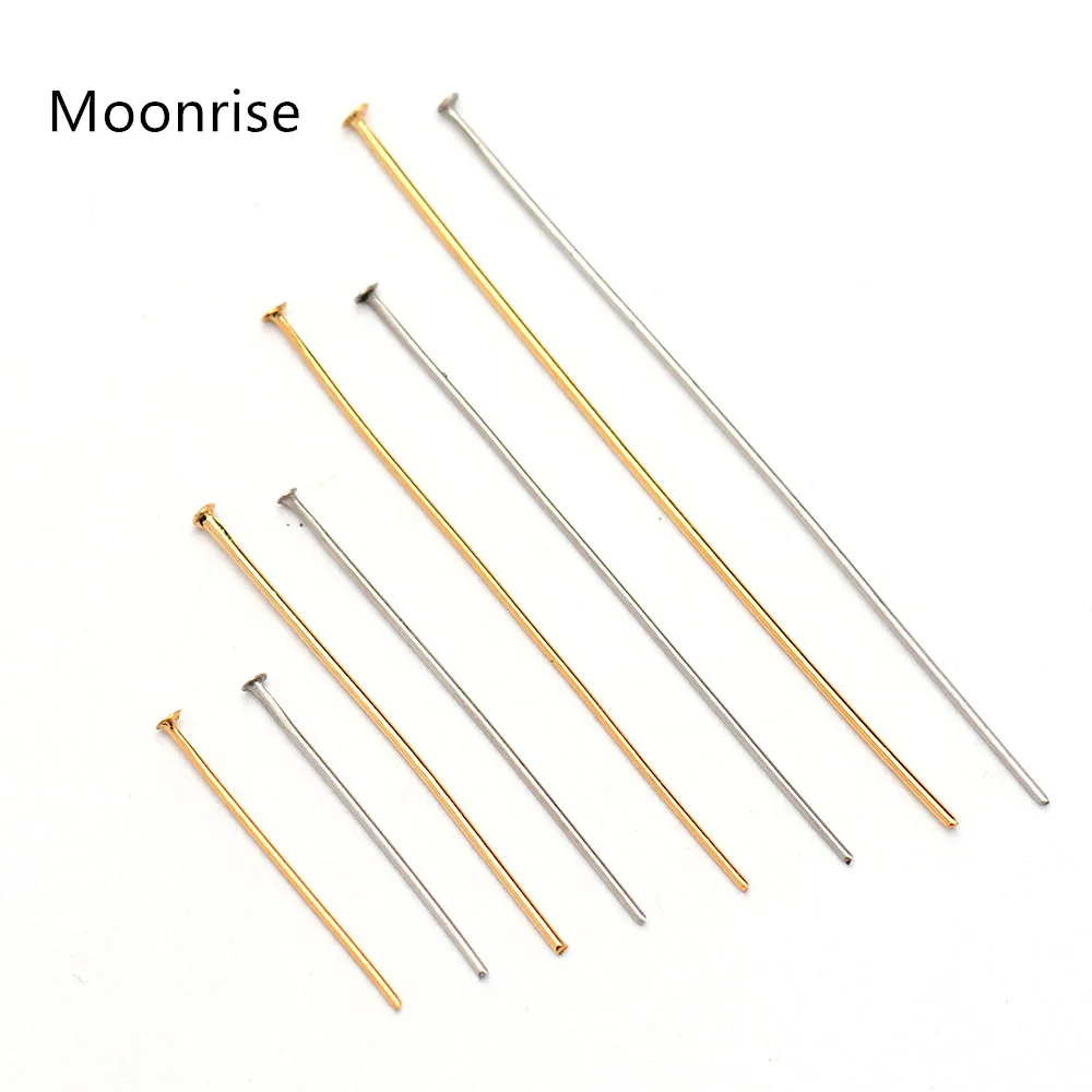 10–100 Stück vergoldete Edelstahl-Stifte mit flachem Kopf für Schmuck, Ohrringe, hypoallergen, nickelfrei, 23/21 Gauge