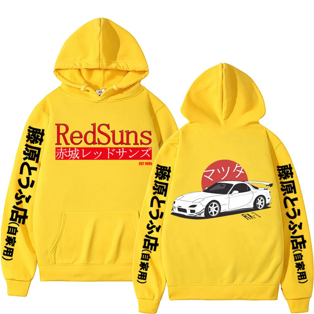 Anime Initial D Hoodies Mazda RX7 Printed Hoodie Men Women JDM Automobile Culture Hoodies Unisex Fashion Sweatshirt Men Clothing
