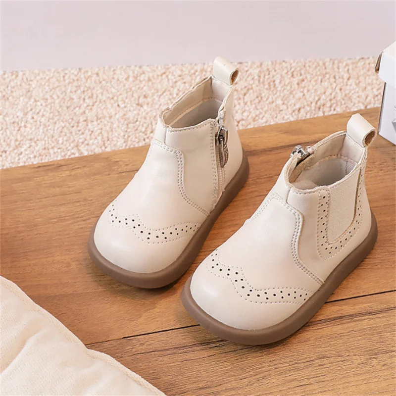 Spring/Autumn Baby Leather Ankle Boots Rubber Sole Infant Shoes for Toddler Children Fashion Little Girls 15-25 baby shoes baby boots