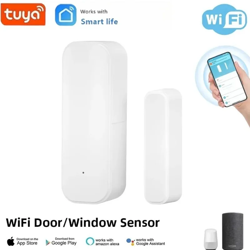ZEXEF Tuya Smart WiFi Door Sensor Smart Home Open Close Detector App Control Notification Compatible with Alexa Google Home