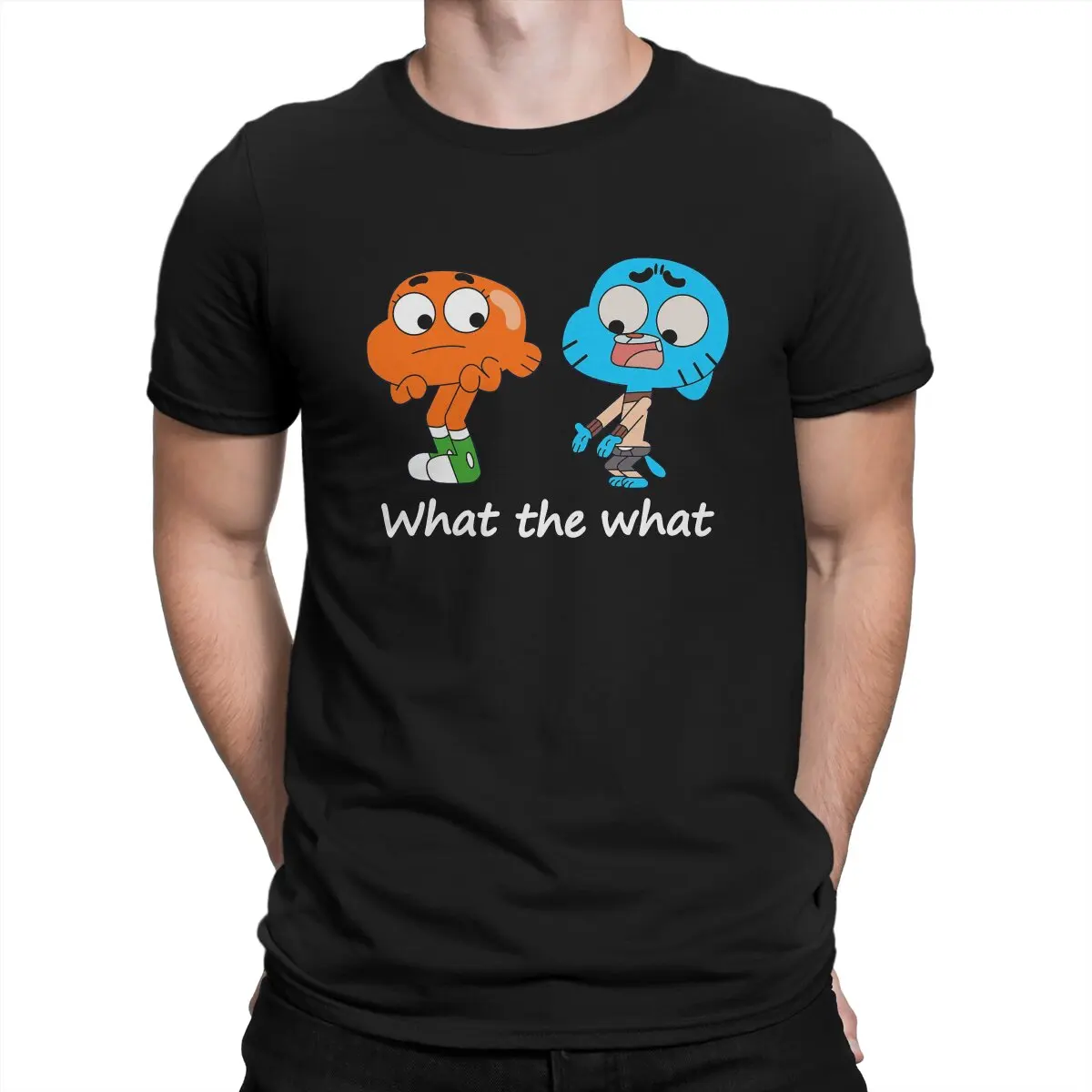 

T-The Amazing World of Gumball Creative TShirt for Men What Round Neck Basic T Shirt Personalize Gift Clothes Streetwear