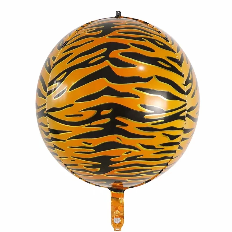thumbnail image 1 of 10 globos redondos de aluminio de 18 pulgadas con diseño de tigre, leopardo y cebra, globos de helio, suministros de decoración para fiestas tropicales de safari en la jungla, 1 of 5