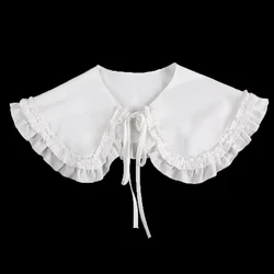 Autumn & Winter Detachable Fake Collar with Feminine Ruffled Edge (White)