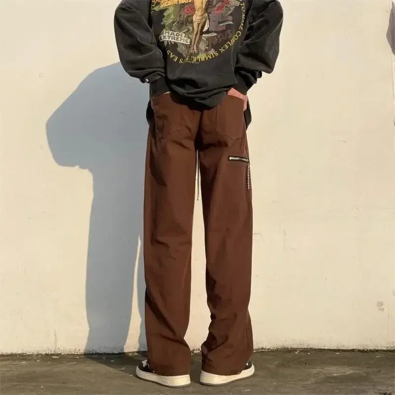 thumbnail image 1 of Pantalones Cargo Para Hombre Pantalones Rectos De Otoño Marrón Para Hombre Estética De Talla Grande Estilo Coreano Con 2025 Nuevos En El Ajuste Regular Más Barato, 1 of 5