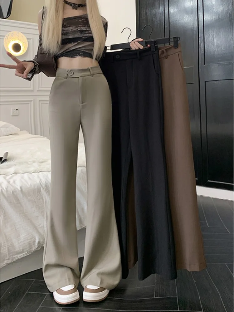 

High Waisted Micro Flared Suit Casual Wide Leg Pants For Women's Spring 2024 New Suit Pants Loose And Slimming Horseshoe Long