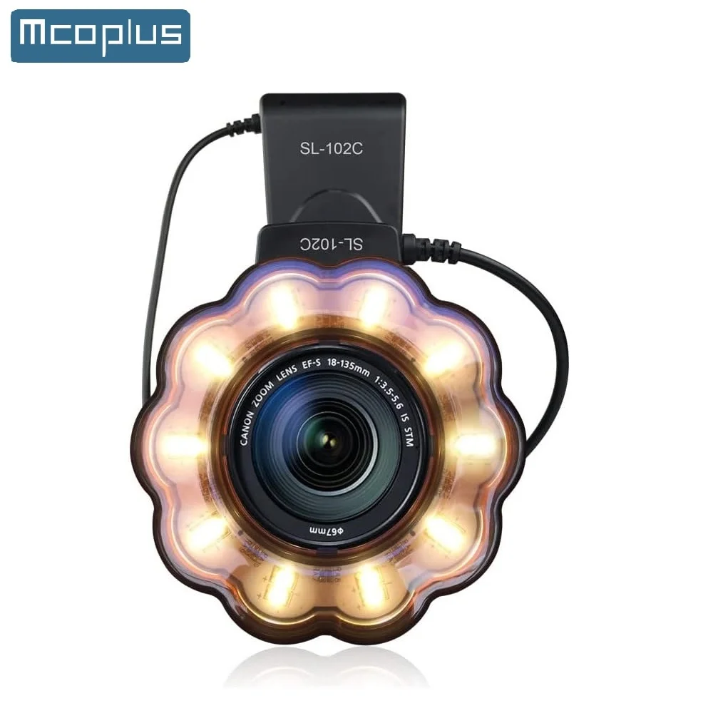 Mcoplus Sl-102C Macro Ring Flash Speedlite Con 8 Anello Adattatore Per Fotocamere Nikon Canon Panasonic Fujifilm Pentax Olympus Dslr